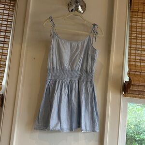 J. Crew Blue and White Striped Seersucker Dress